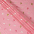 Baby pink Premium cotton voile fabric with same tone, mint green and beige embroidery in floral design-D13121