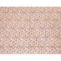 Pale brown organic cotton fabric with baby pink, grey and white print in floral design-D8853