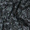 Bottle green premium pure silk chiffon fabric with black sequin embroidery in floral design-D13198