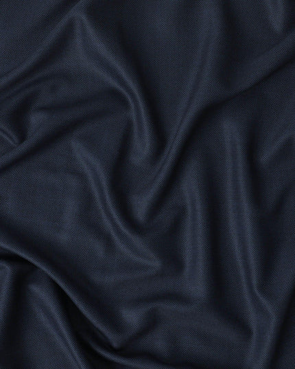 Navy blue English super 120's fine merino wool suiting fabric in self design Regal Fabrics