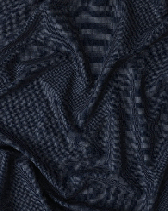Navy blue English super 120's fine merino wool suiting fabric in self design Regal Fabrics