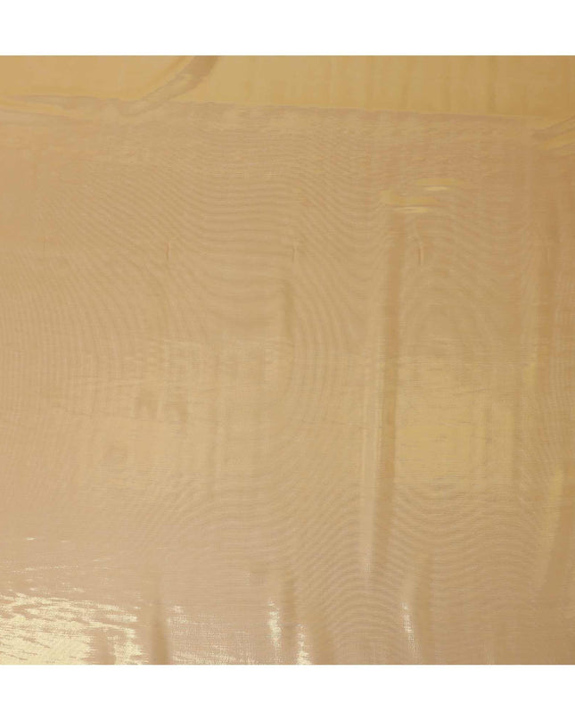 Latte beige pure silk chiffon with golden metallic lurex in stripe design-D9228