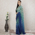 Multicolor Premium pure French chantilly lace saree having stone work in floral design-D14522