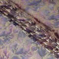 Multicolor Premium pure silk chiffon with gold metallic lurex in leaf design-D11387
