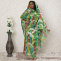Multicolor Premium pure silk chiffon thobe with gold metallic lurex in floral design-D14348 Regal Fabrics