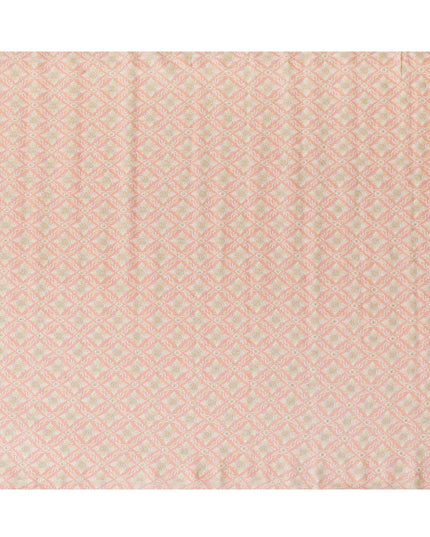 نسيج من الحرير القطني المخلوط بالخوخ مع تطريز متعدد الألوان بتصميم الأزهار-D15475