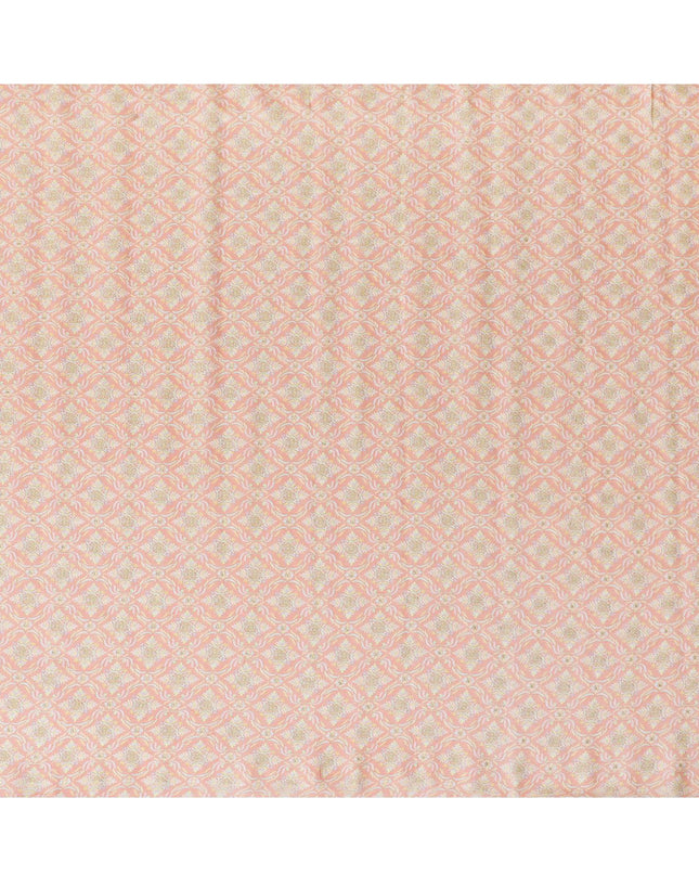 نسيج من الحرير القطني المخلوط بالخوخ مع تطريز متعدد الألوان بتصميم الأزهار-D15475