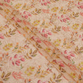 Light brown Premium pure cotton voile fabric with same tone embroidery having multicolor print in Leaf design-D13243