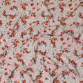 Pale brown synthetic crepe fabric with multicolor print in floral design-D14457