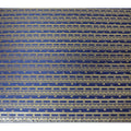 Royal blue pure silk satin fabric with same tone and gold film metallic in stripe design-D11053
