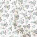 Off white cotton lawn fabric with sage green, olive green and light lavender print in floral design-D8437 Regal Fabrics