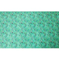 Mint green blended cotton lawn fabric  with multicolor print in floral design: D-5682