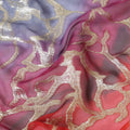 Multicolor Premium pure silk chiffon with gold metallic lurex in abstract design-D11368