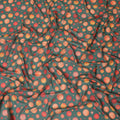 Forest green cotton voile fabric with squash orange and flax yellow print in polka dot design-D10358 Regal Fabrics