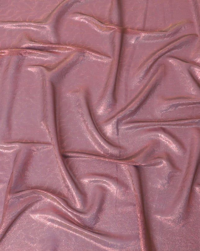 قماش شيفون صناعي وردي اللون مع لوريكس معدني بنفس اللون بتصميم تجريدي-D10125