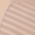 Beige nylon tulle fabric with same tone embroidery in stripe design-D9190