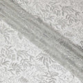 Pearl grey premium pure silk chiffon fabric with same tone sequins embroidery in floral design-D13627