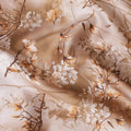 Brown cotton satin fabric with multicolor print in floral design-D15259 - Regal Fabrics