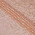 Light peach Premium pure silk chiffon fabric with gold metallic lurex in fancy design-D13275