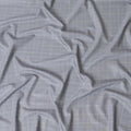 Powder blue Super 150's English all wool suiting fabric with beige checks design-D6842 Regal Fabrics