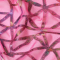 Hot pink Premium pure silk chiffon fabric with multitone metallic lurex in abstract design-D9660