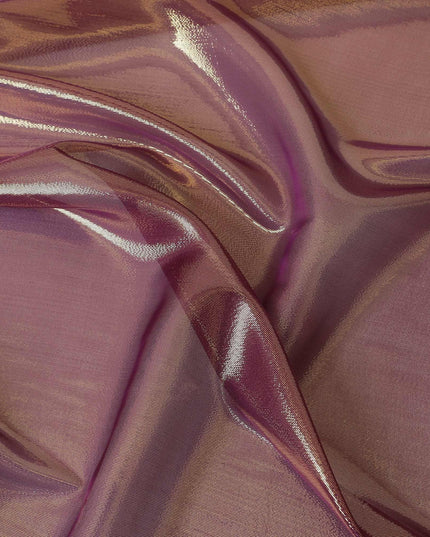 شيفون من الحرير الخالص باللون الأرجواني مع لوريكس معدني ذهبي بتصميم مخطط - D9206