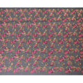 Black synthetic chiffon fabric with multicolor embroidery in floral esign-D12339