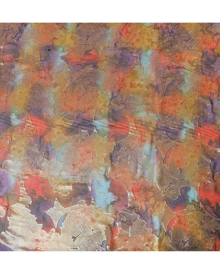 قماش شيفون حريري نقي فاخر متعدد الألوان مع لوريكس معدني ذهبي بتصميم زهور-D9277