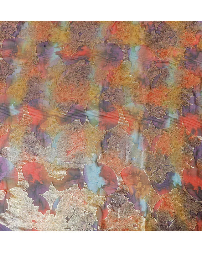 قماش شيفون حريري نقي فاخر متعدد الألوان مع لوريكس معدني ذهبي بتصميم زهور-D9277