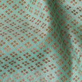 Sage green silk brocade fabric with copper gold metallic lurex in bouquet design-D11312