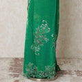 Kelly green silk blended velvet fabric with same tone embroidery having stone work in floral design-D14439