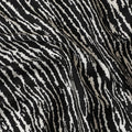 Black premium Italian viscose fabric with white print in fancy design-D12533