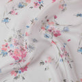 Pearl grey premium pure silk chiffon fabric with multicolor print in floral design-D13224