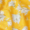 Tuscany yellow uragiri cotton voile fabric with same tone jacquard having rhino grey, brown and Paris green print in floral design-D7326 Regal Fabrics