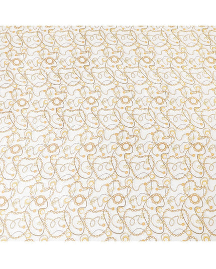 Off white Premium pure Italian silk blended burnout velvet fabric with mustard yellow print in fancy design-D13838