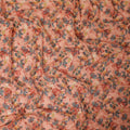 قماش فوال من القطن الخالص باللون البرتقالي الصدئ مع طباعة متعددة الألوان مع تطريز وترتر بتصميم زهور-D13240
