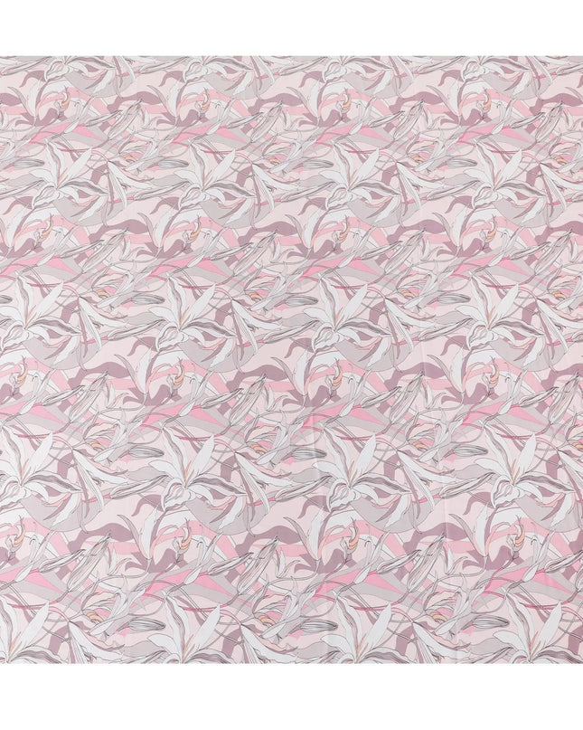 Off white synthetic modal satin fabric with multicolor print in floral design-D15015 Regal Fabrics