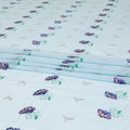 Powder blue Premium Swiss cotton voile (Thobe) fabric with forest green, purple, blue, multicolor lurex embroidery having stone work in floral design-D8009