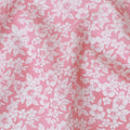Baby pink cotton voile fabric with white print in floral design-D15055