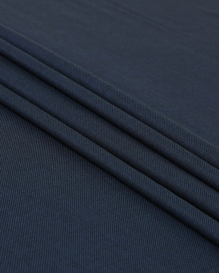 Navy blue English super 120's fine merino wool suiting fabric in self design Regal Fabrics