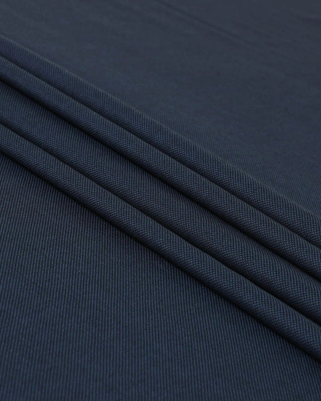 Navy blue English super 120's fine merino wool suiting fabric in self design Regal Fabrics