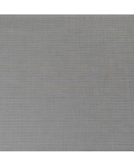 قماش رمادي سحابي فاخر من الصوف الإيطالي الخالص مع نفس اللون وتصميم شريط أزرق مسحوق - D14800