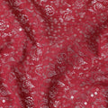 Maroon nylon soft tulle fabric with same tone embroidery having sequins in fancy design-D11675 Regal Fabrics