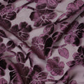 Purple silk chiffon dirac (makmal) fabric with same tone and gold velvet jacquard in floral design-D8653 Regal Fabrics