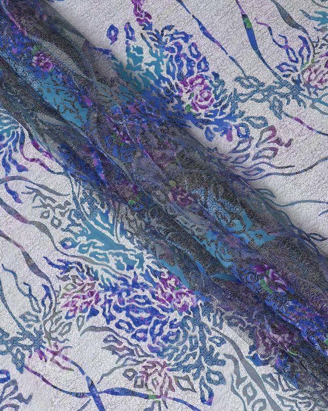 Multicolor mesh tulle fabric with flocking in fancy design-D14035 Regal Fabrics
