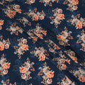 Navy blue premium pure silk crepe fabric with multicolor print in floral design-D13858 Regal Fabrics