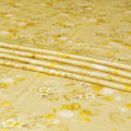 Laguna yellow viscose modal satin fabric with off white and light mustard print in floral design-D7425