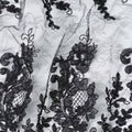 Black nylon tulle fabric with same tone embroidery in fancy design-D5970 Regal Fabrics