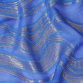 Royal blue Premium pure French (Fransawi) silk chiffon fabric with same tone viscose having silver metallic lurex in abstract design-D14227