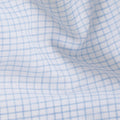 قماش الكتان الخالص الأبيض الفاخر مع طباعة زرقاء فاتحة بتصميم المربعات -D12277